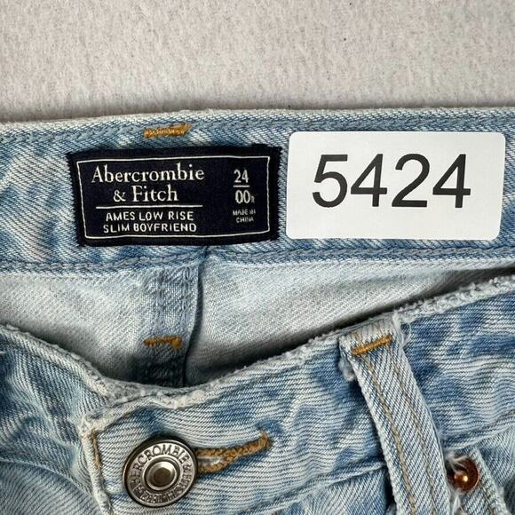 Abercrombie & Fitch Jeans Womens 24 Ames Low Rise Slim Boyfriend Button Fly Blue - Picture 7 of 8